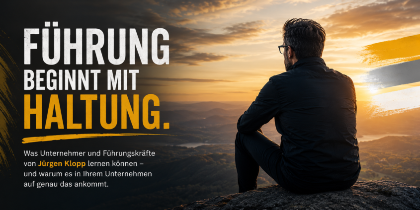Führung beginnt mit Haltung. Das Bild zeigt einen Unternehmer, der bewusst innehält, Orientierung sucht und Verantwortung übernimmt. Es steht sinnbildlich für Klarheit, Ownership und eine Führungskultur, die Menschen entwickelt statt sie zu kontrollieren.